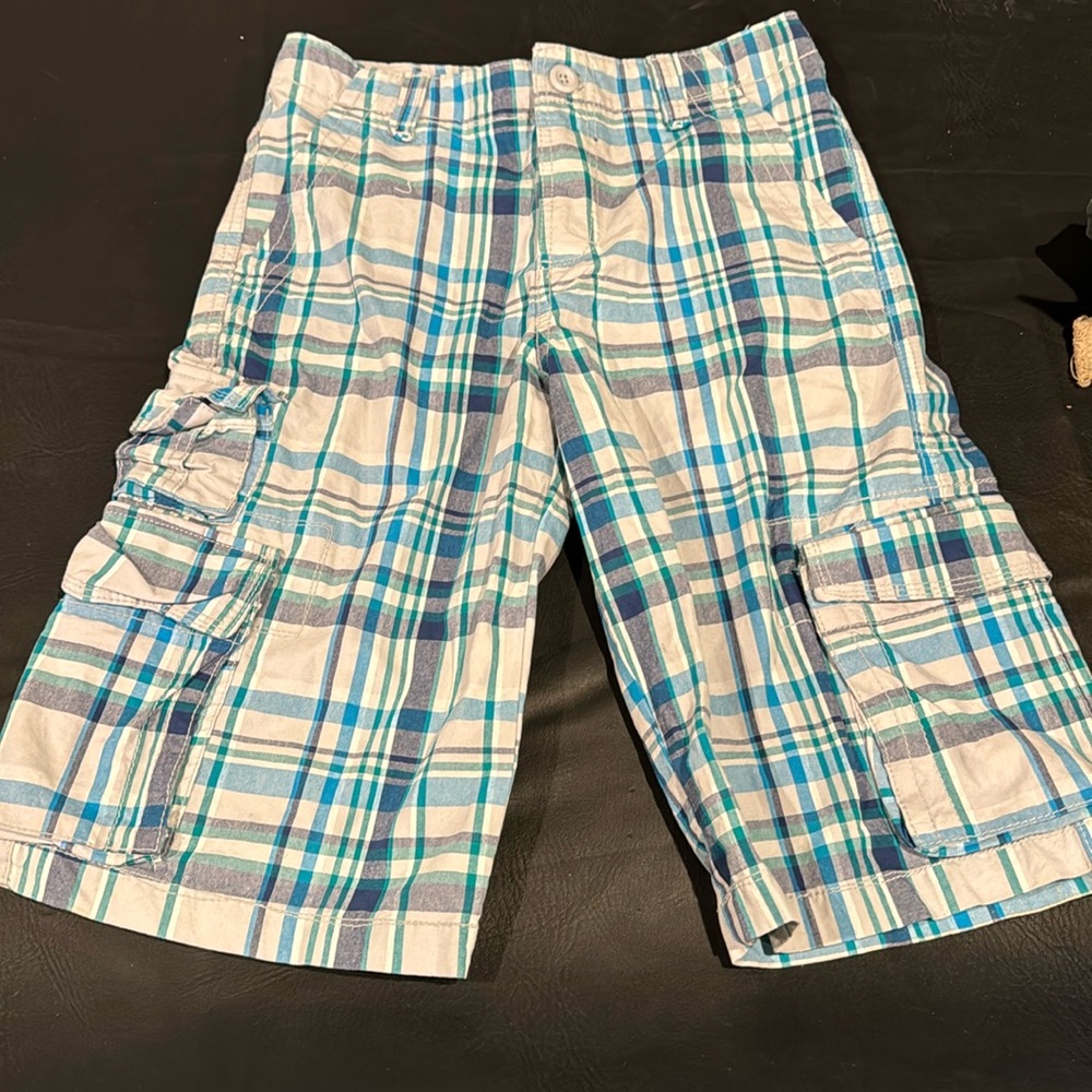 Cherokee Boys Cargo shorts size 14 - Plaid Blue Green White